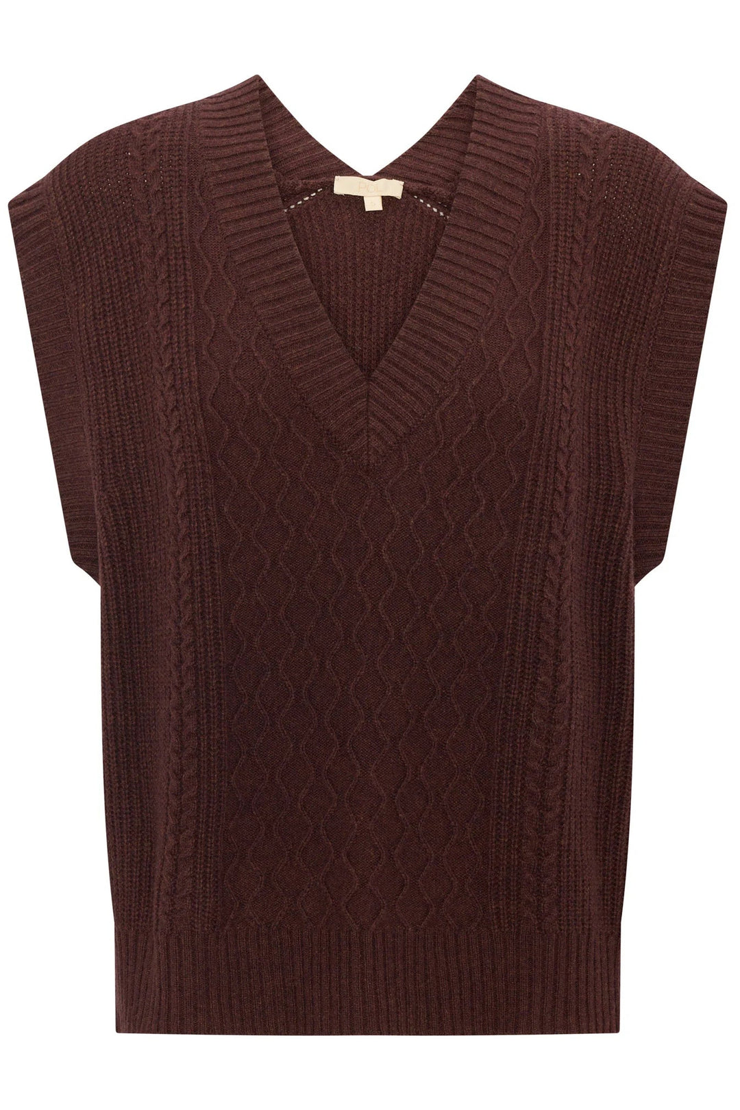 Brown knitted vest on a white background