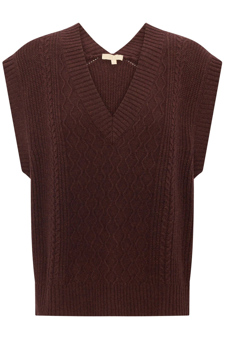 Brown knitted vest on a white background
