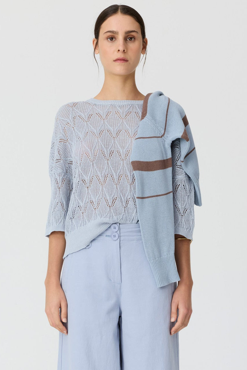 Rosin Pointelle Tee - Blue