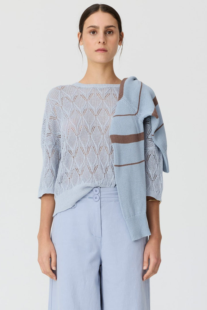 Rosin Pointelle Tee - Blue