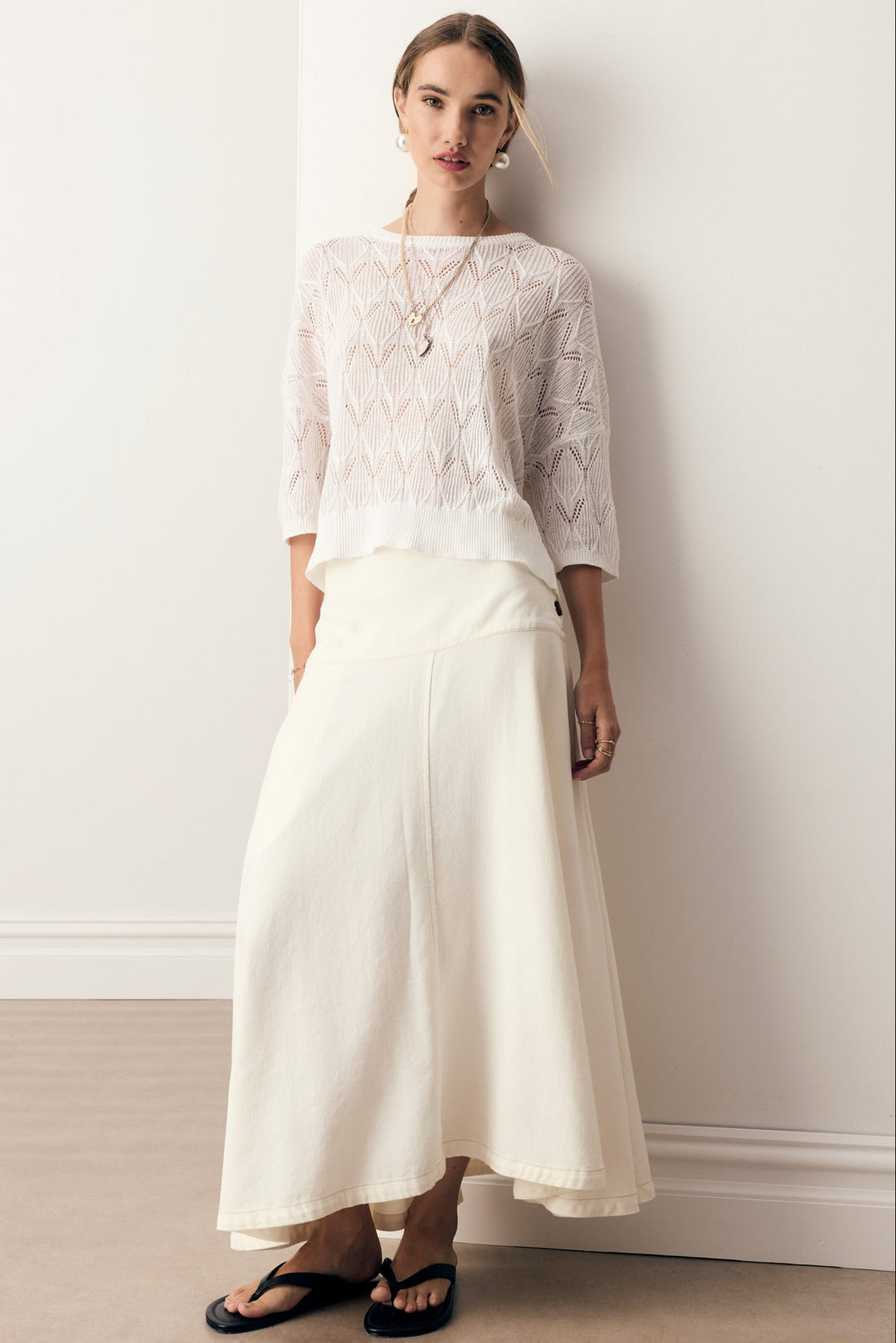 Rosin Pointelle Tee - White