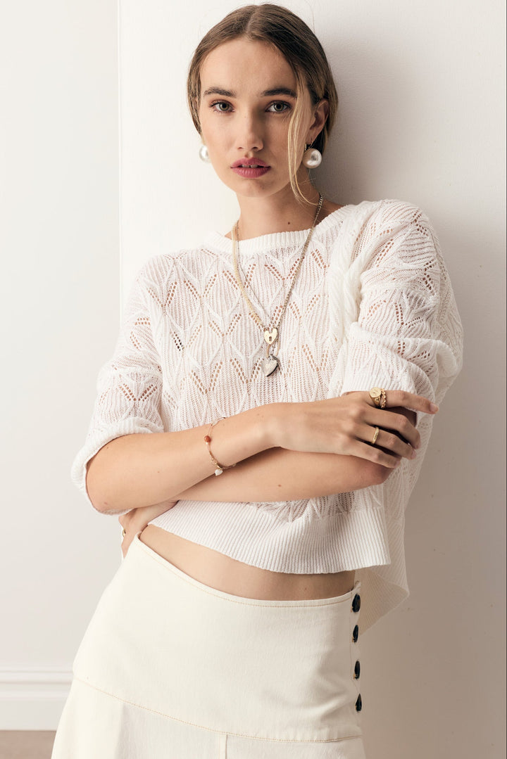 Rosin Pointelle Tee - White