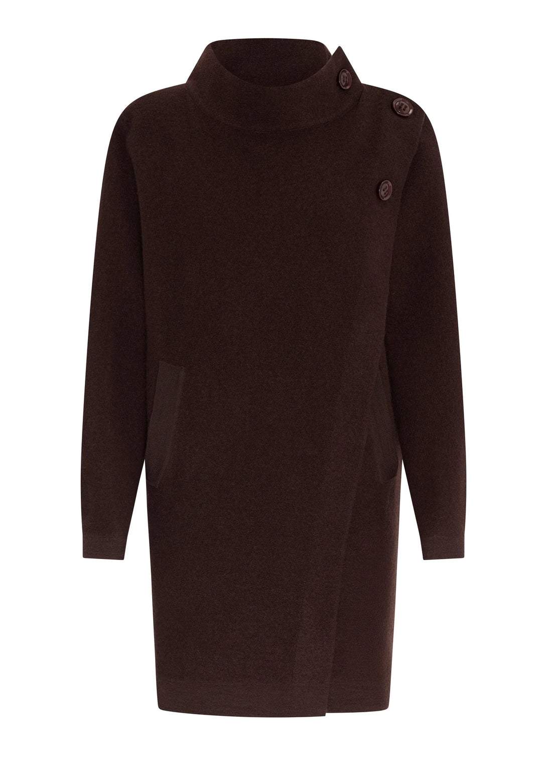 Brown dress with buttons on a white background