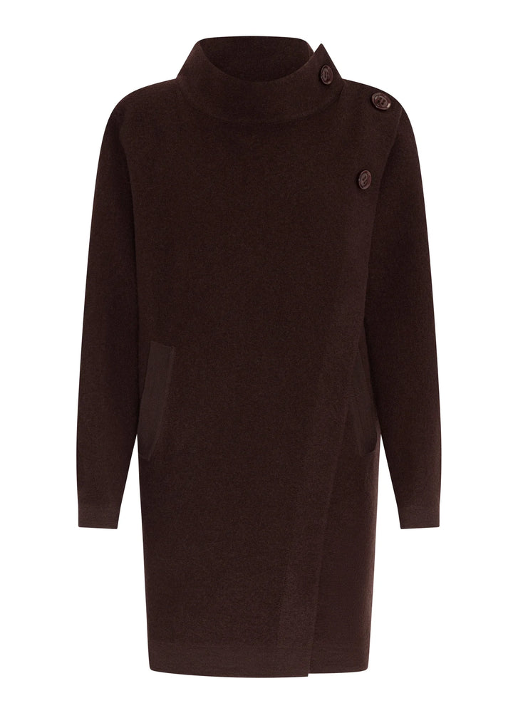 Brown dress with buttons on a white background