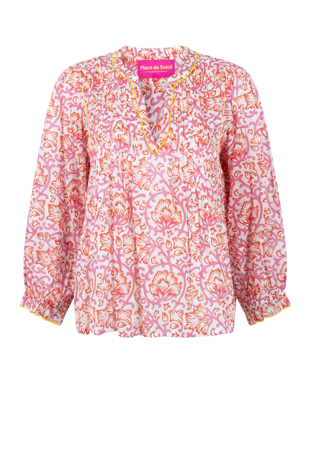 Floral patterned blouse on a white background