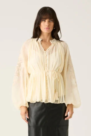 Willow Pleat Blouse - Ivory