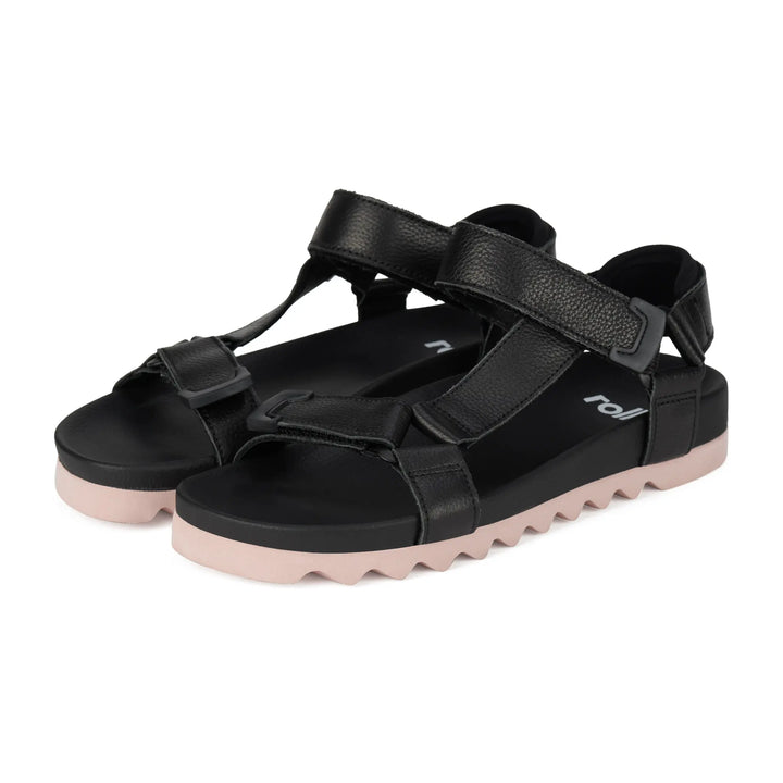 Tooth Wedge Sandal - Black/Pink
