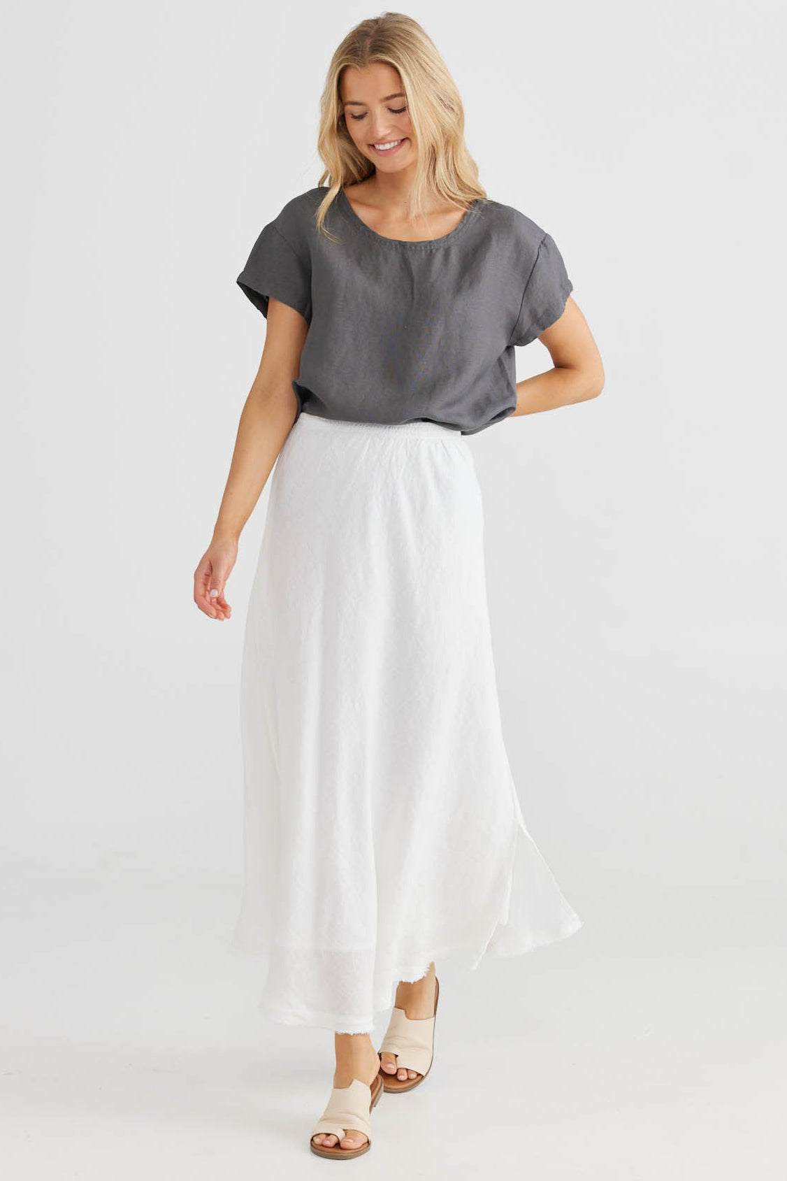Sicily Skirt - White Linen – Seasons Emporium