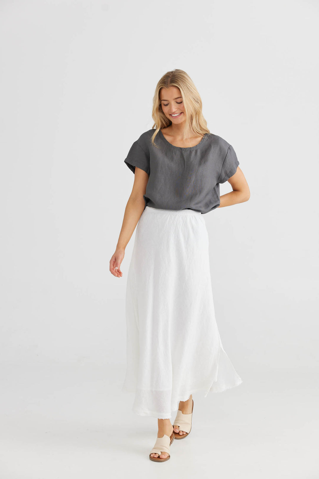 Sicily Skirt - White Linen