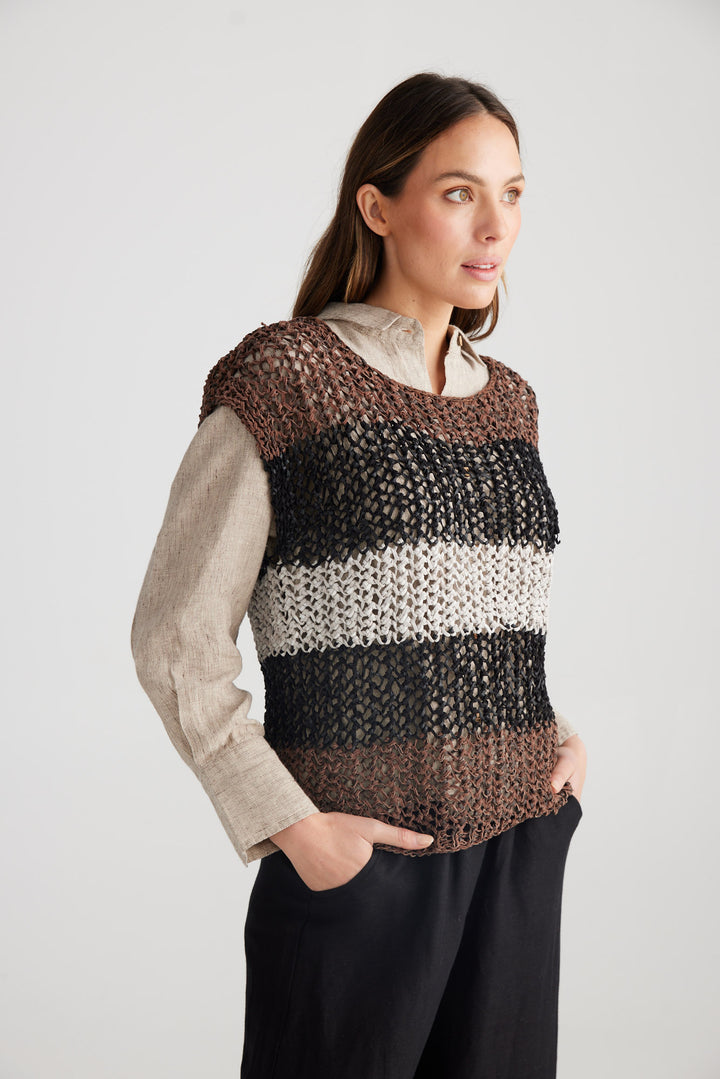 La Fresha Top - Brown Stripe