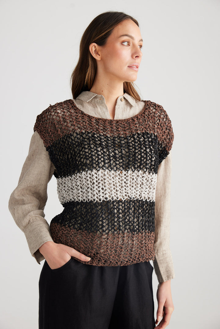 La Fresha Top - Brown Stripe