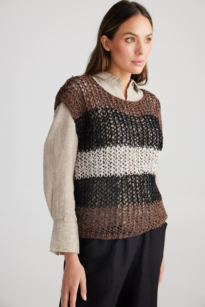 La Fresha Top - Brown Stripe