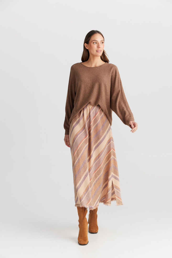 Sicily Skirt - Santal Stripe