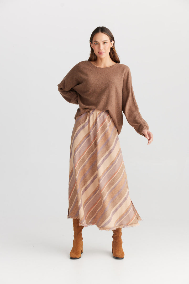 Sicily Skirt - Santal Stripe