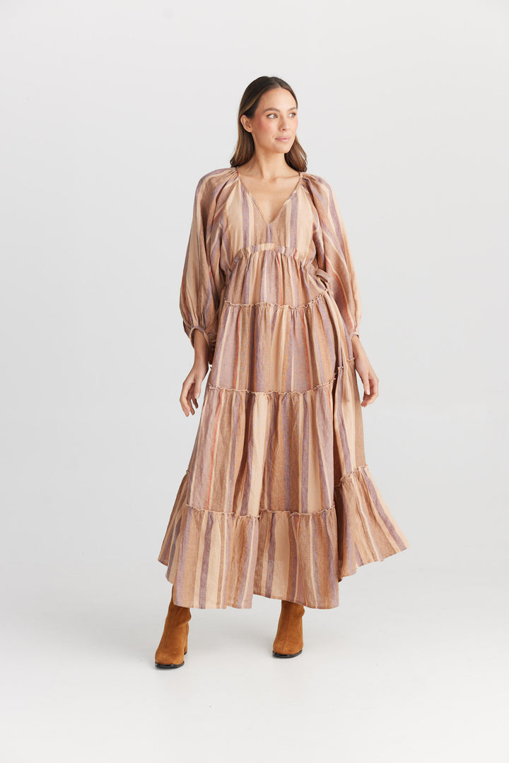 Wing and A Prayer Dress - Santal Stripe