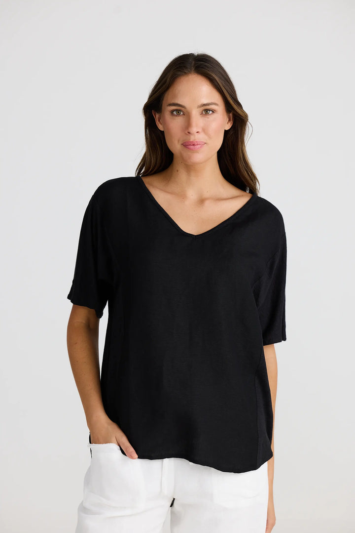 Livorno Top - Black Linen Blend