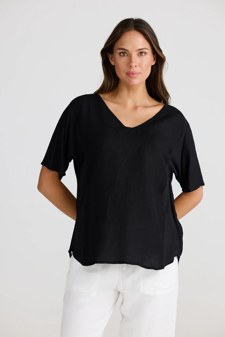 Livorno Top - Black Linen Blend