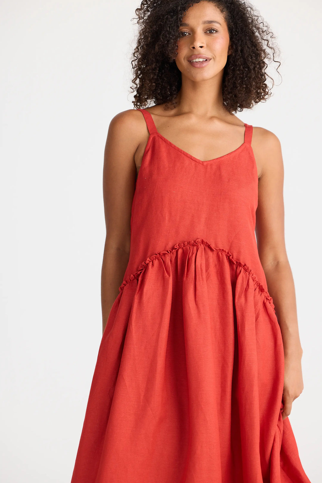 Shanty Corporation Limone Dress Cherry Linen Blend