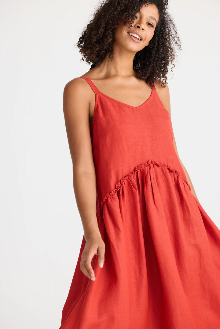 Shanty Corporation Limone Dress Cherry Linen Blend