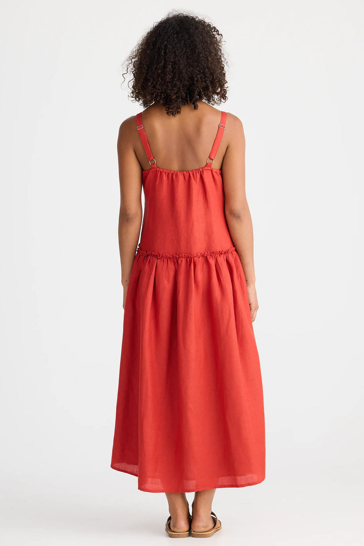 Shanty Corporation Limone Dress Cherry Linen Blend