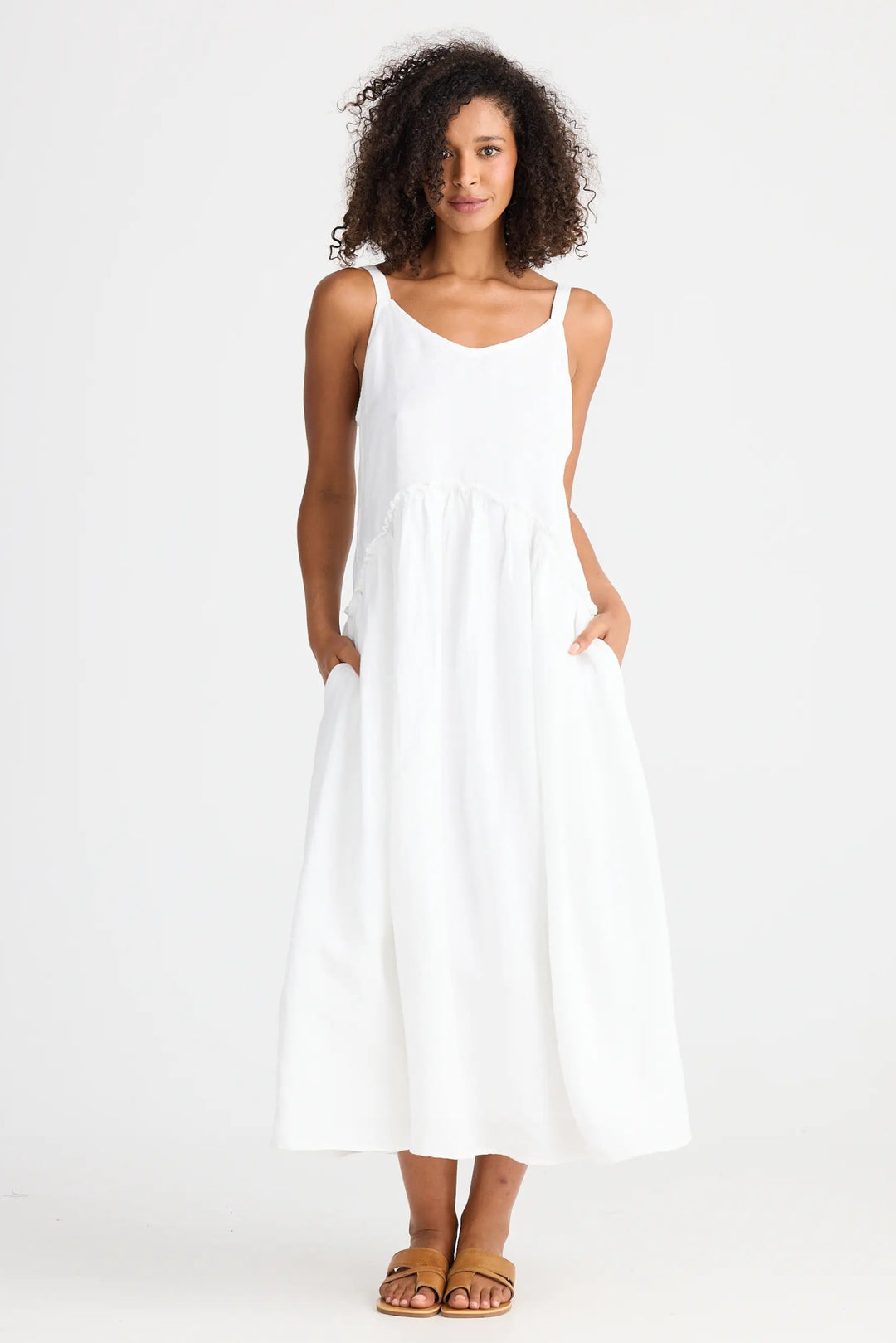 Shanty Corporation Limone Dress White Linen Blend