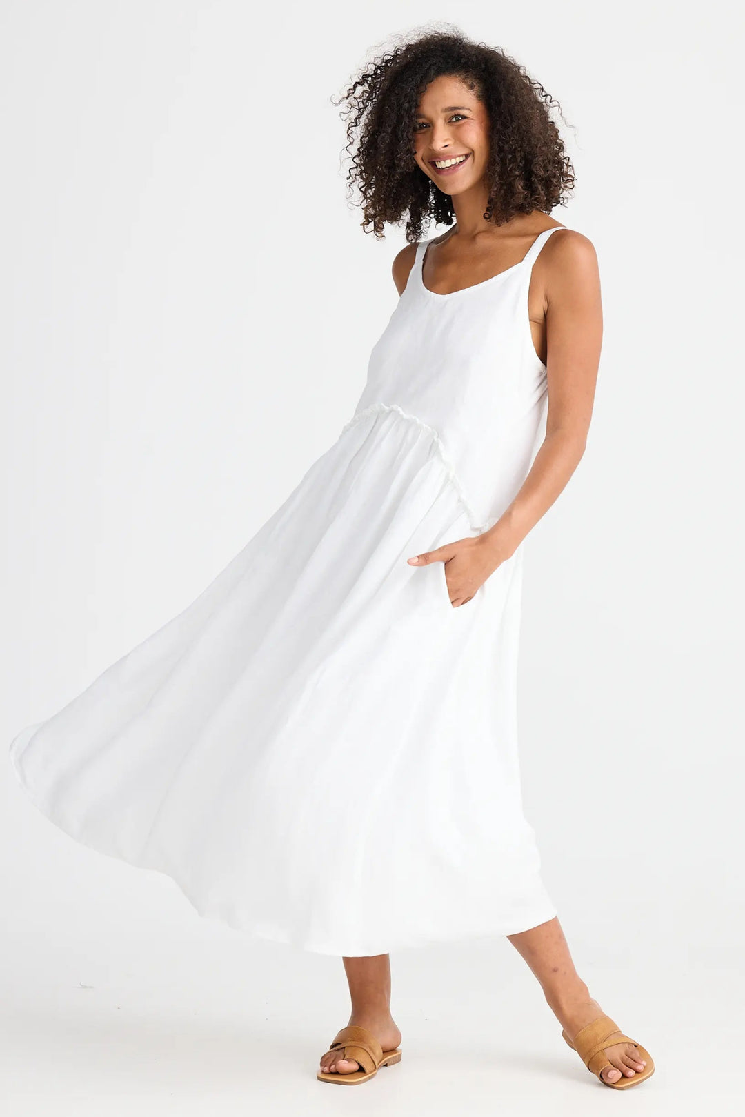 Shanty Corporation Limone Dress White Linen Blend