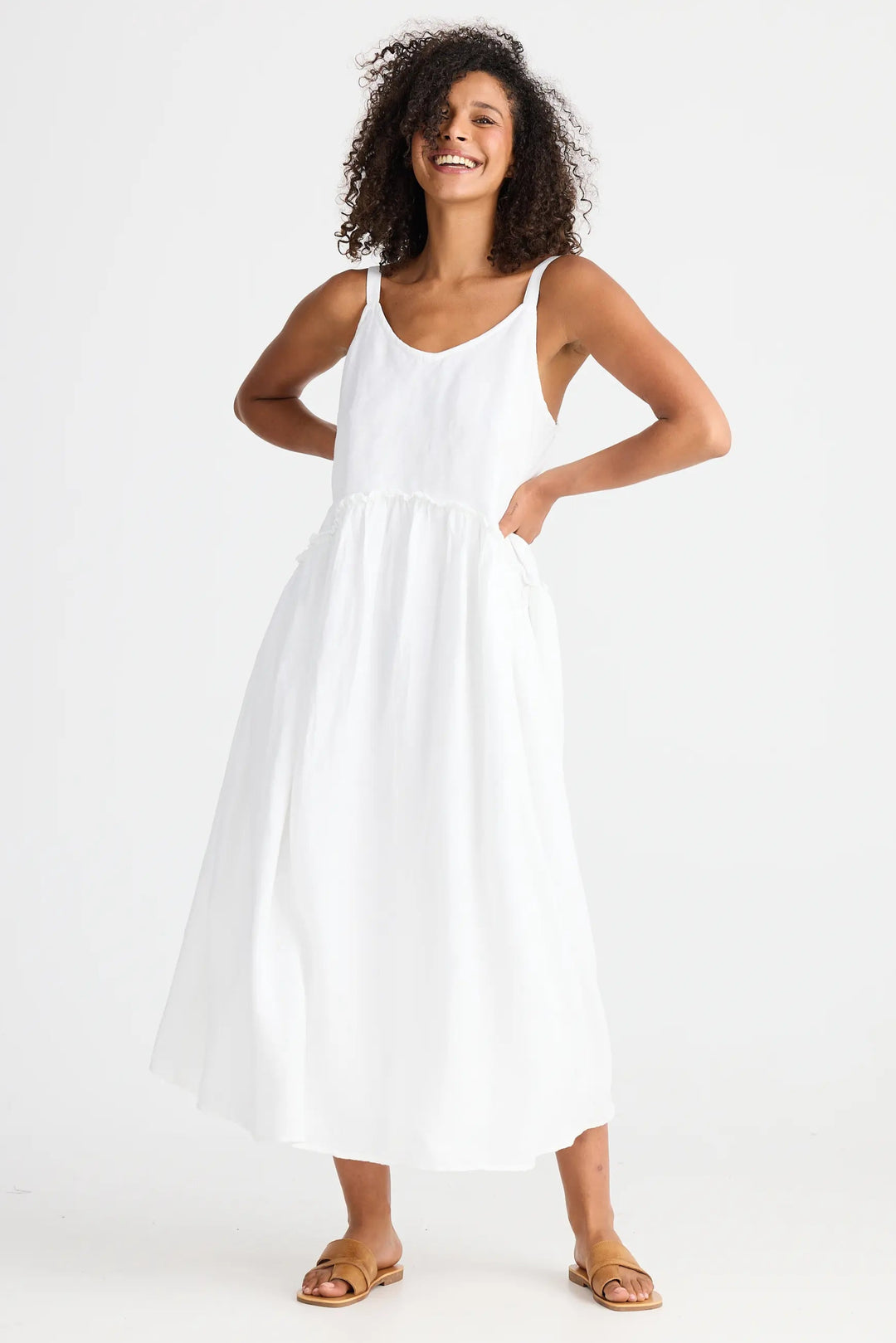 Shanty Corporation Limone Dress White Linen Blend
