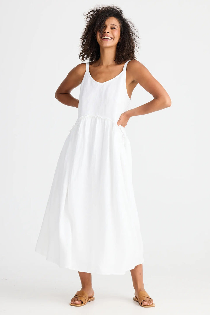 Shanty Corporation Limone Dress White Linen Blend