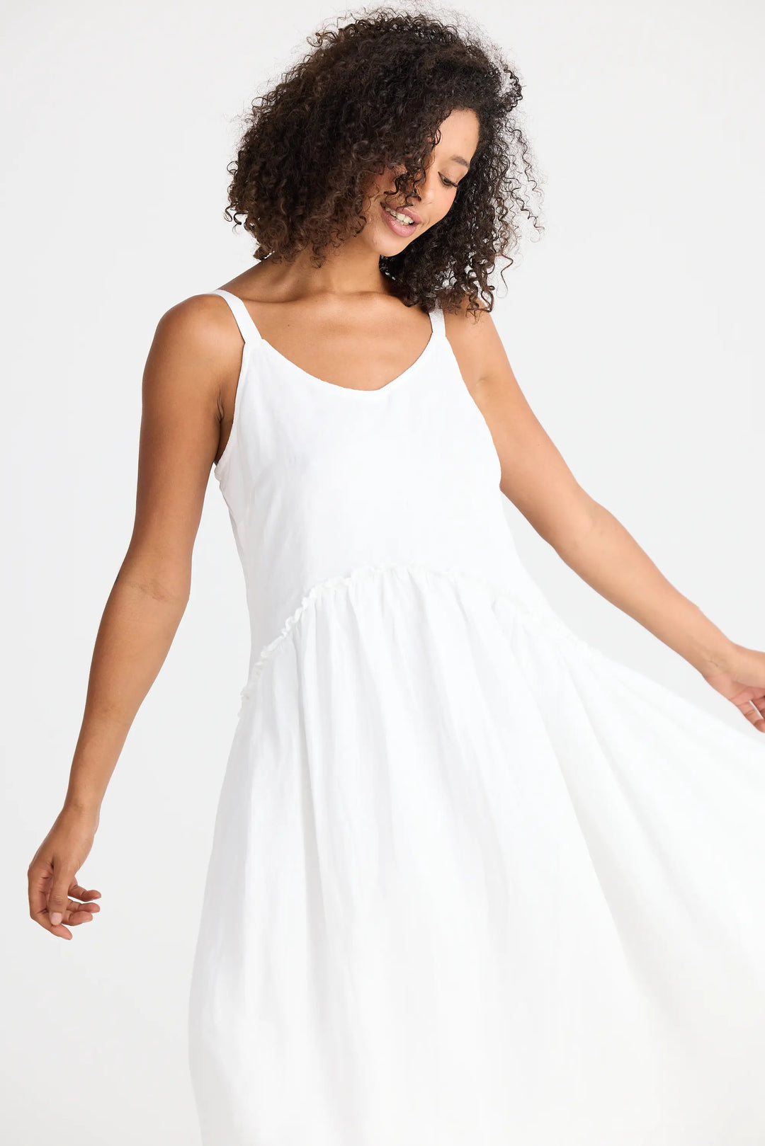 Shanty Corporation Limone Dress White Linen Blend