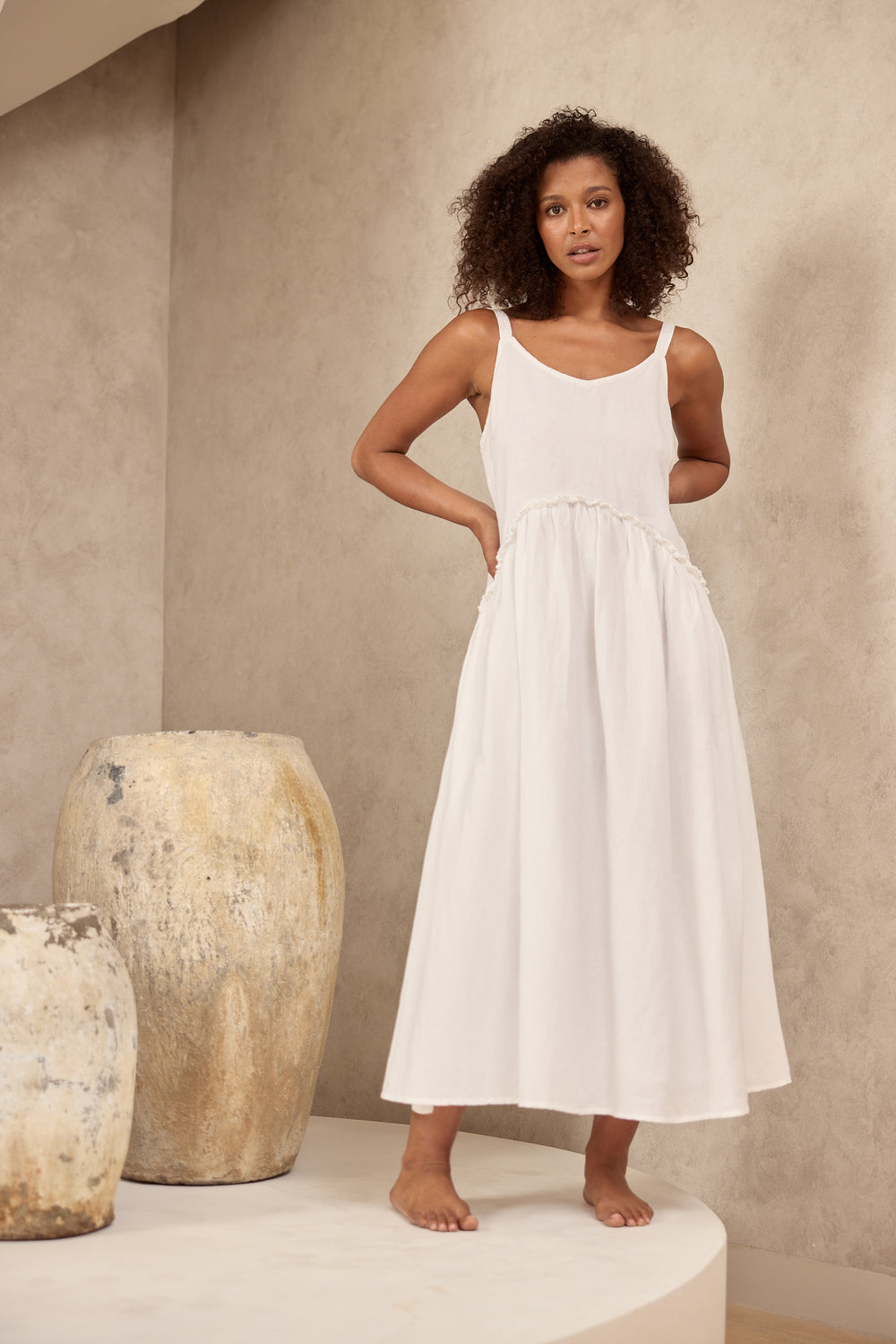 Shanty Corporation Limone Dress White Linen Blend