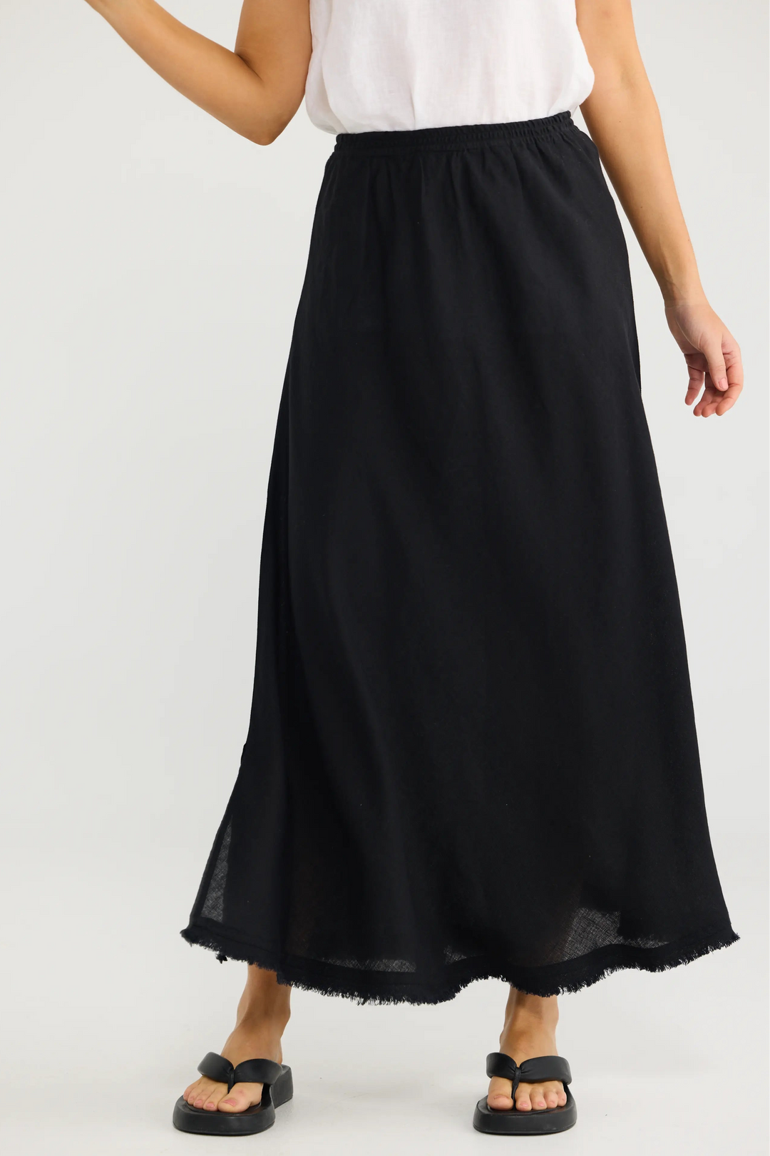 Sicily Skirt - Black Linen