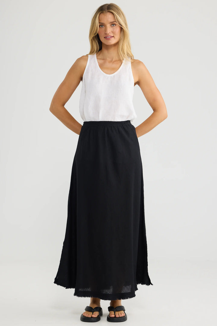 Sicily Skirt - Black Linen