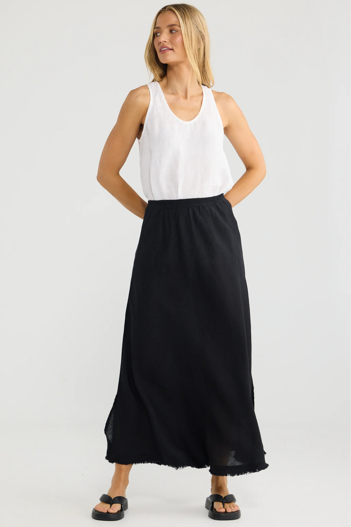 Sicily Skirt - Black Linen