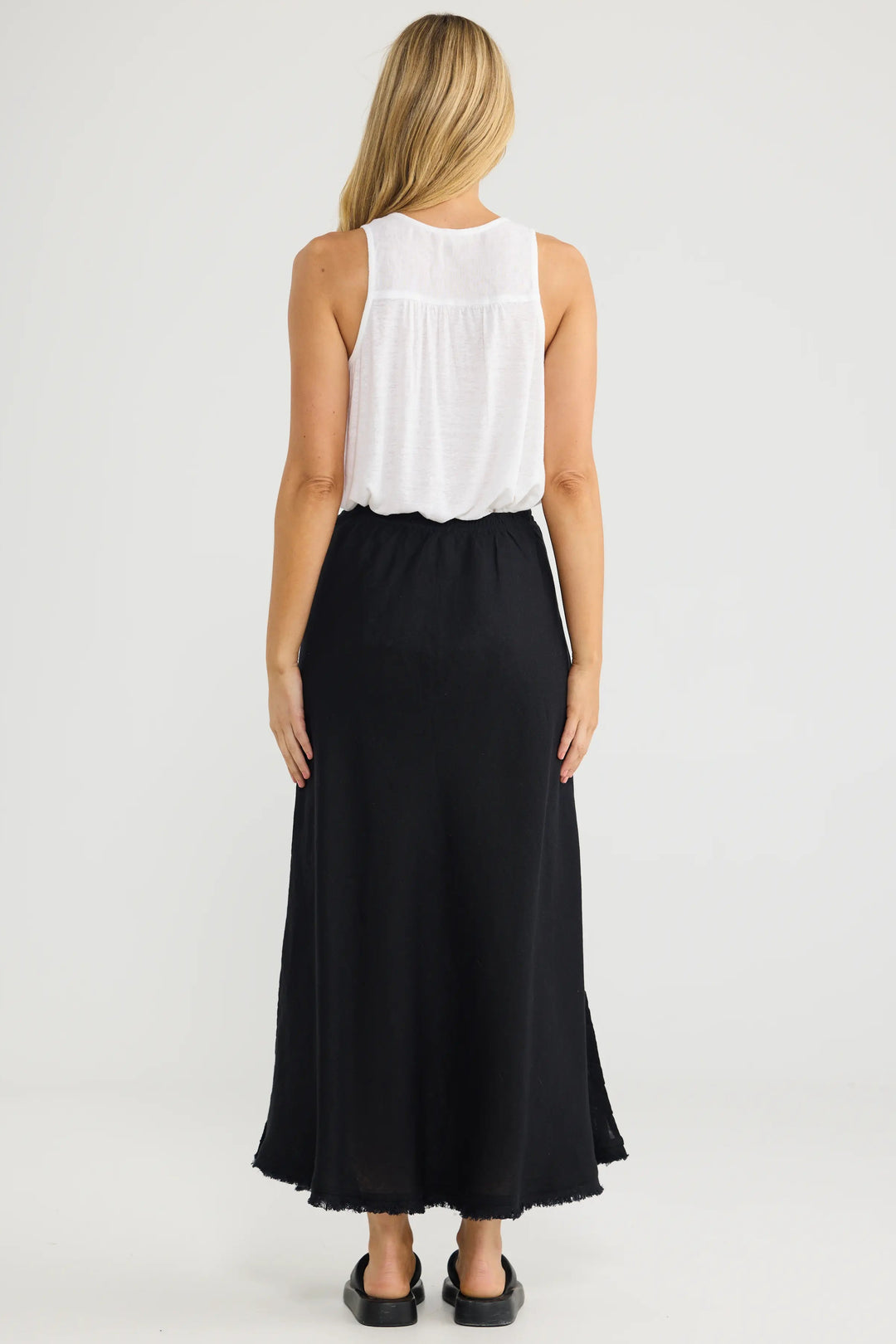 Sicily Skirt - Black Linen