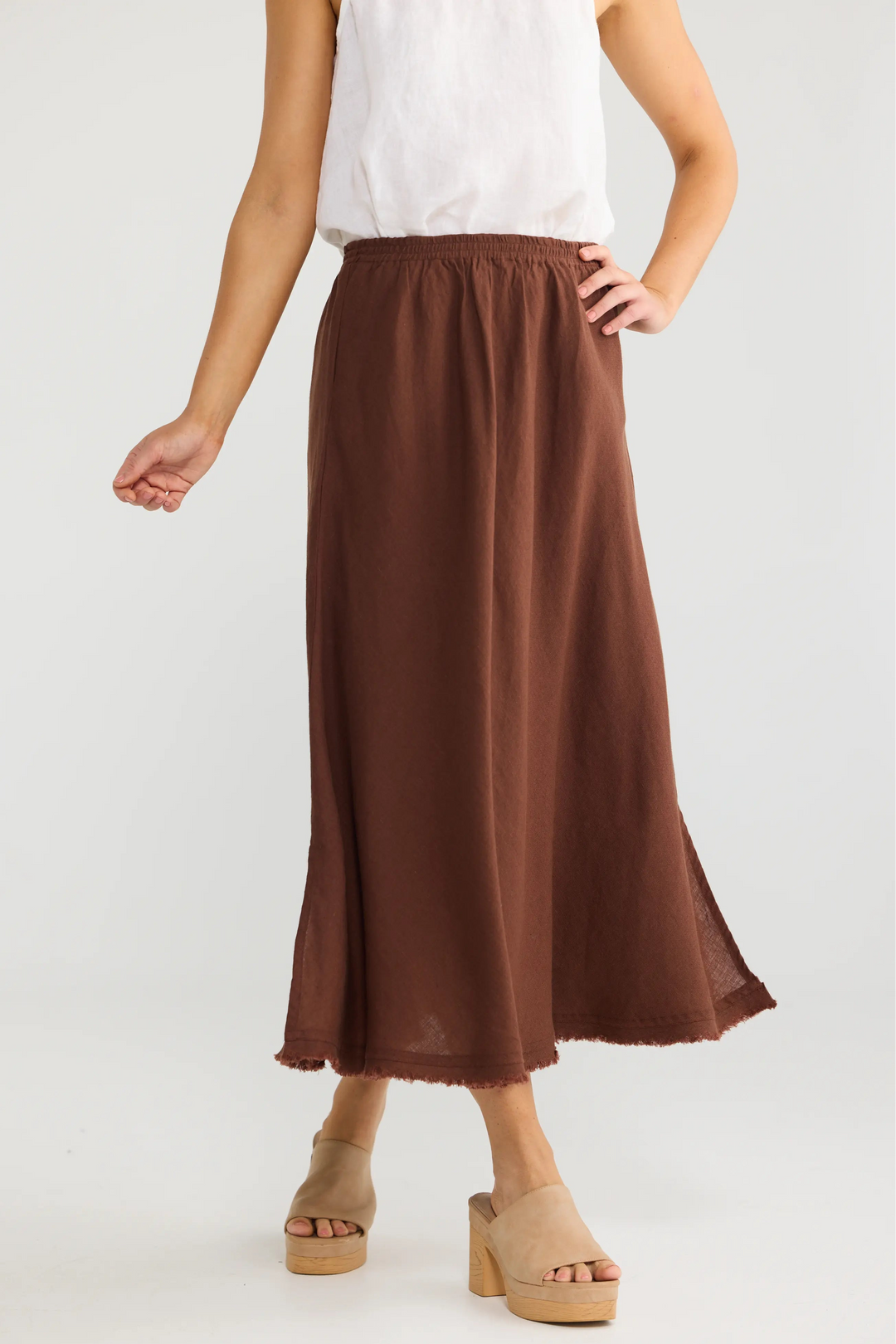 Sicily Skirt - Chocolate Linen