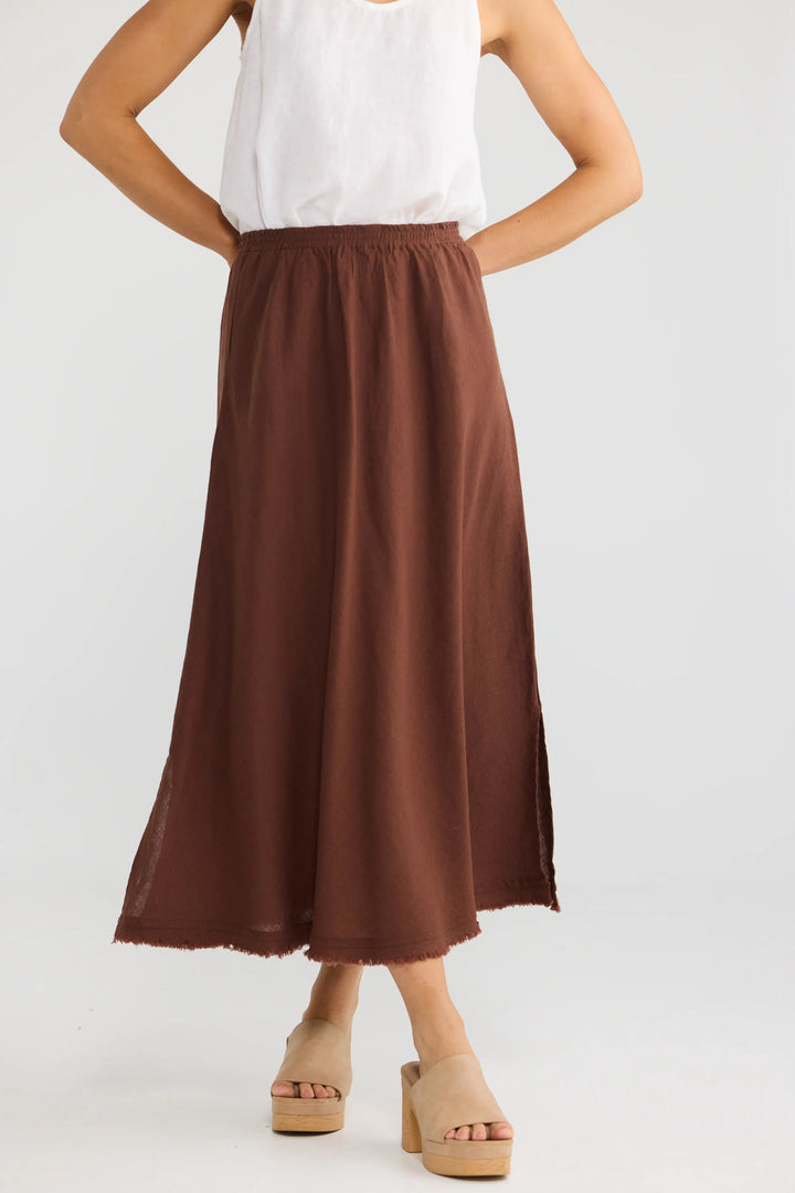 Sicily Skirt - Chocolate Linen