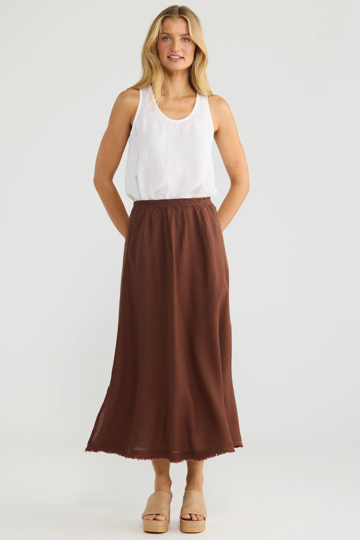 Sicily Skirt - Chocolate Linen