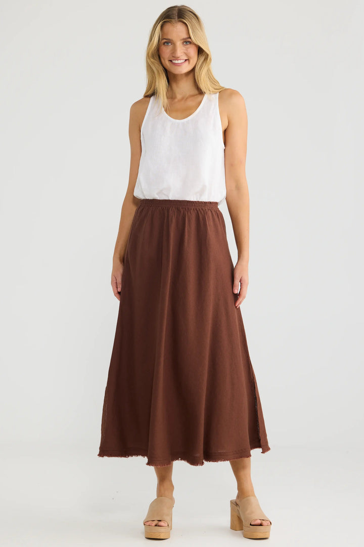Sicily Skirt - Chocolate Linen