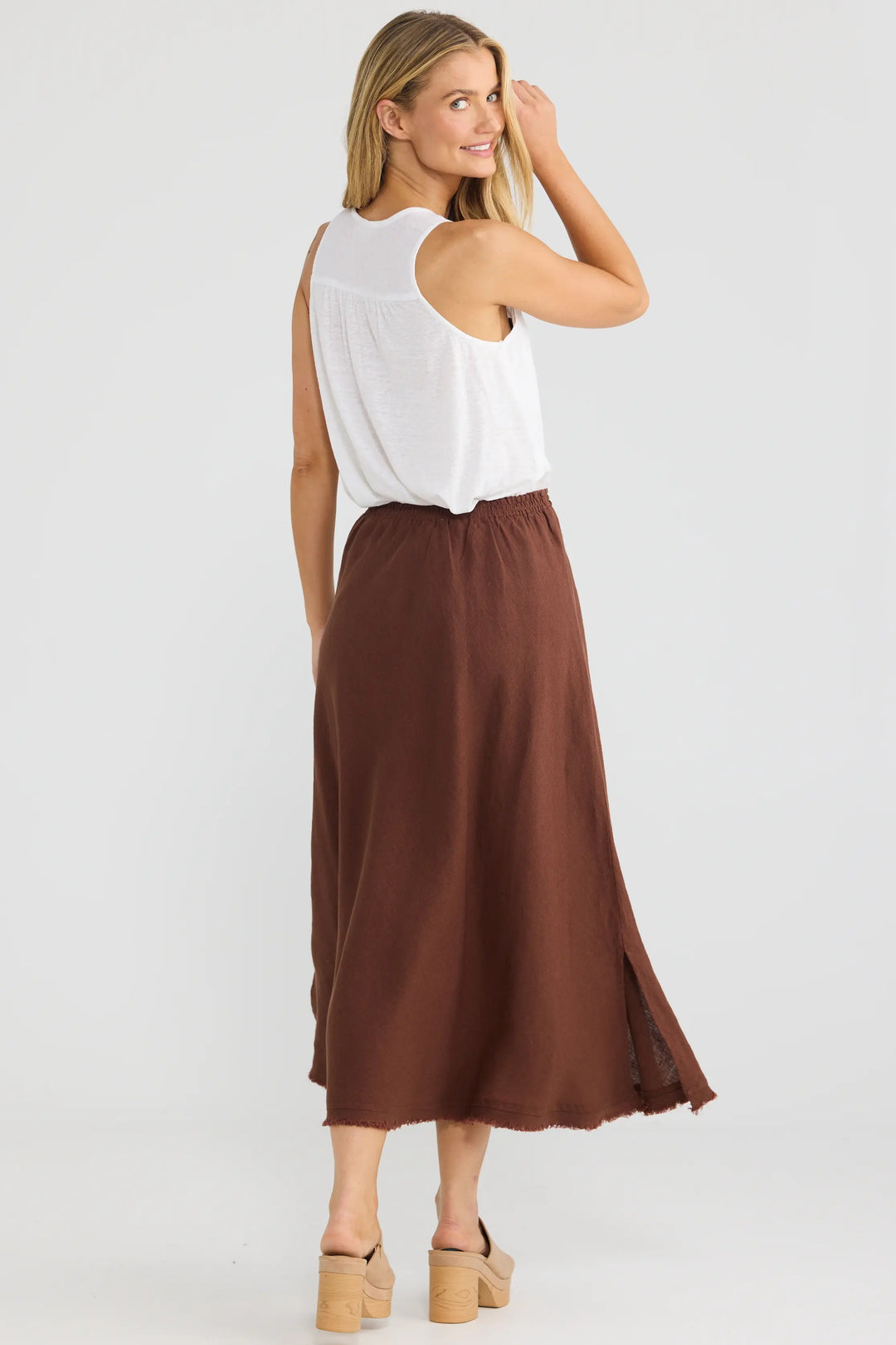 Sicily Skirt - Chocolate Linen