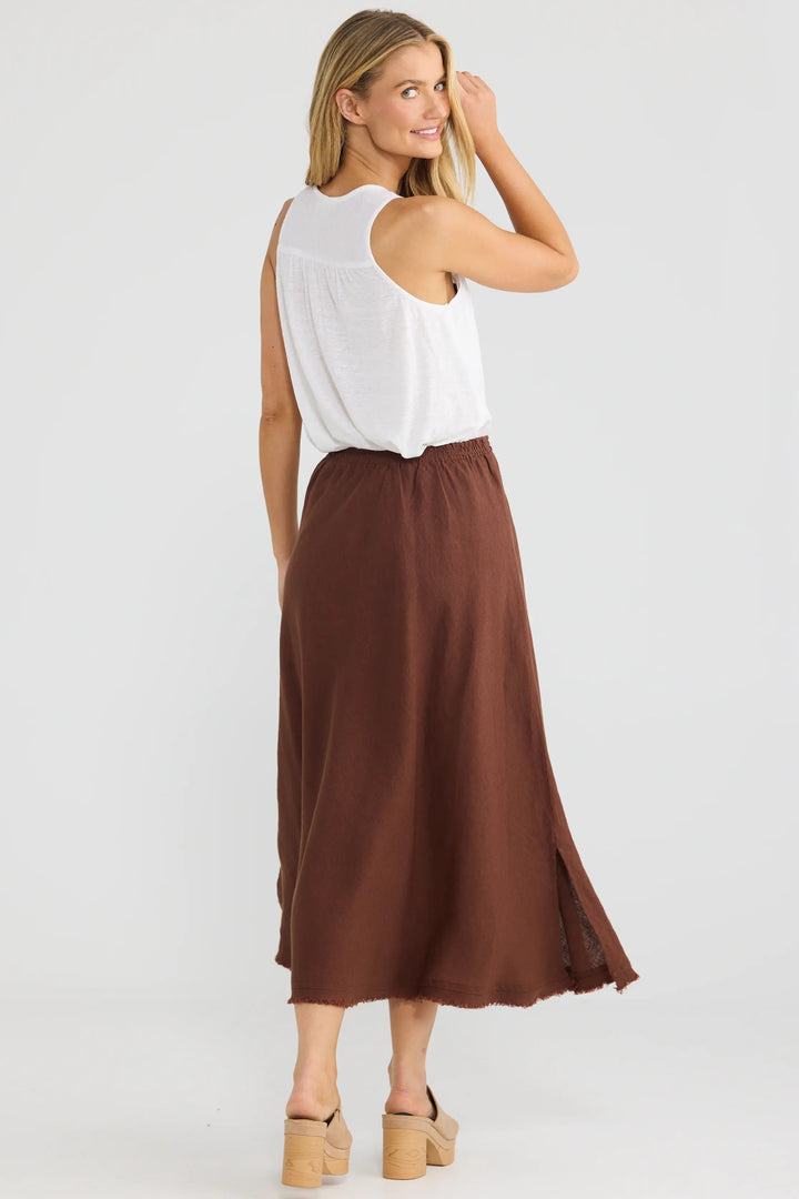 Sicily Skirt - Chocolate Linen