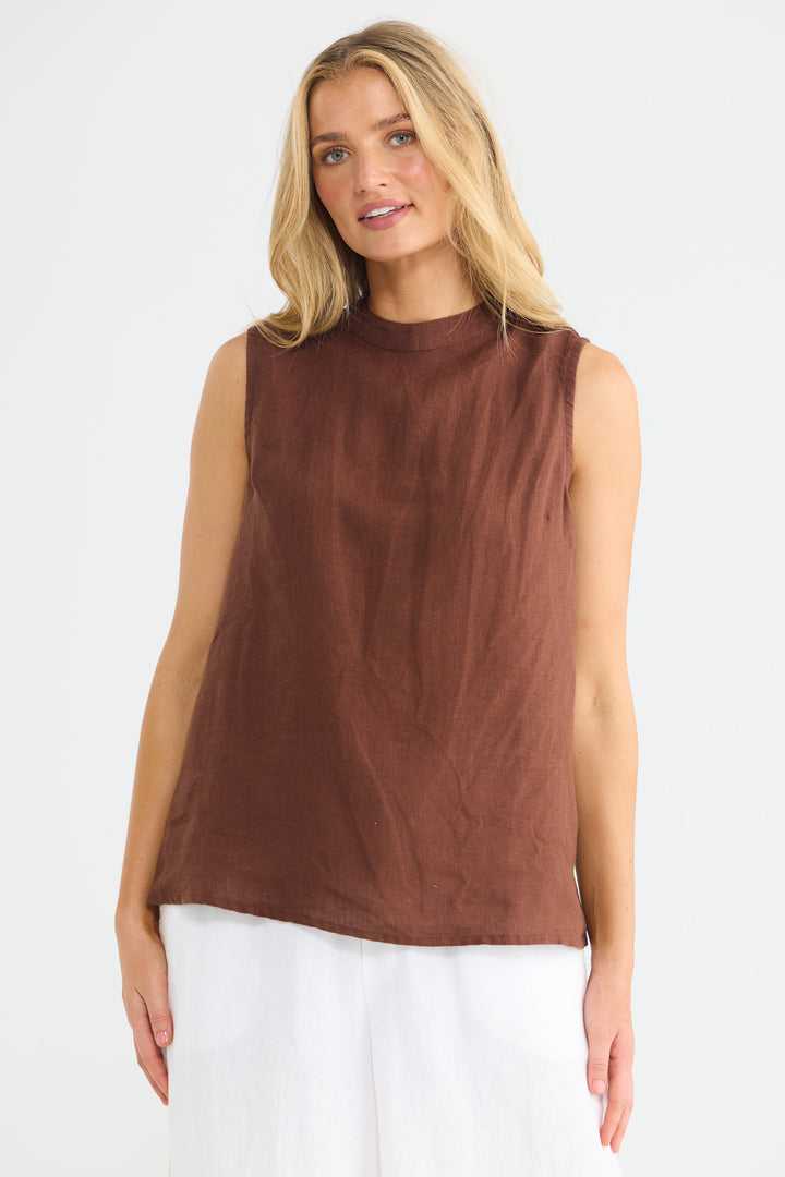 Adel Top - Chocolate Linen