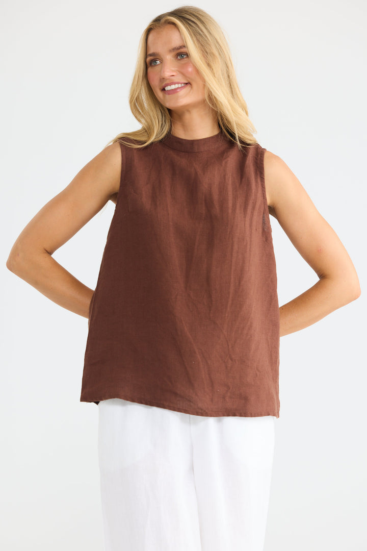 Adel Top - Chocolate Linen