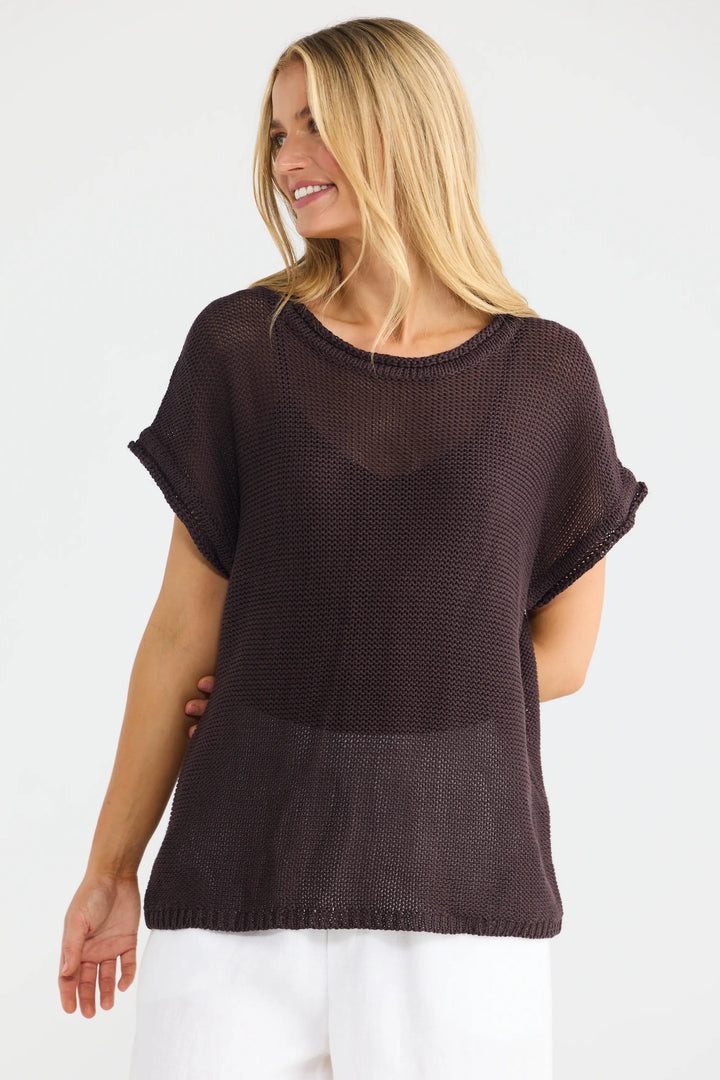 Issa Knit Tee - Chocolate
