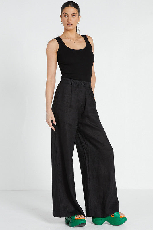 Tailored Pant - Black Linen