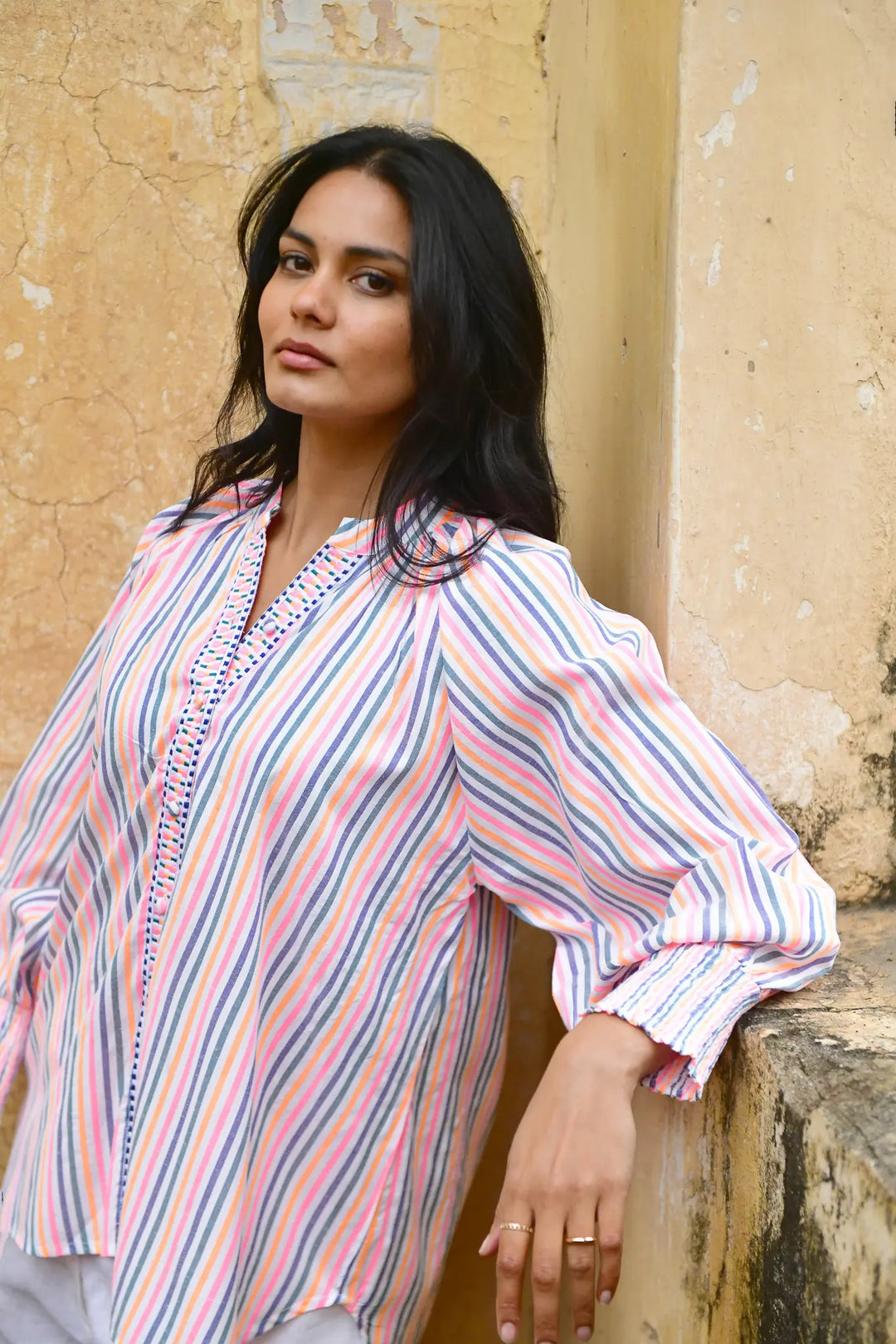 Azure & Indigo Sunset Oversized Shirt