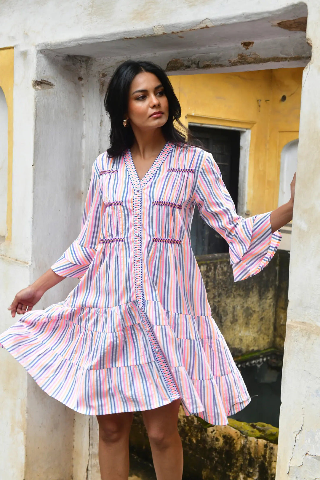 Azure & Indigo Sunset Swing Dress
