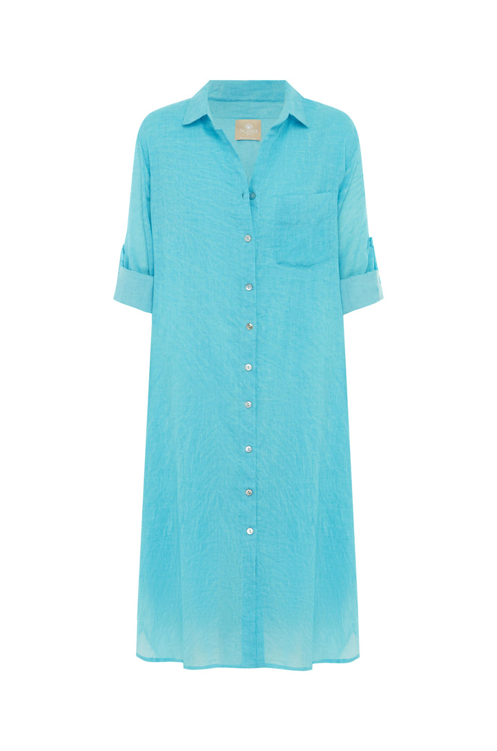 Scandi & Co Hailey Shirt Dress Blue Curacao