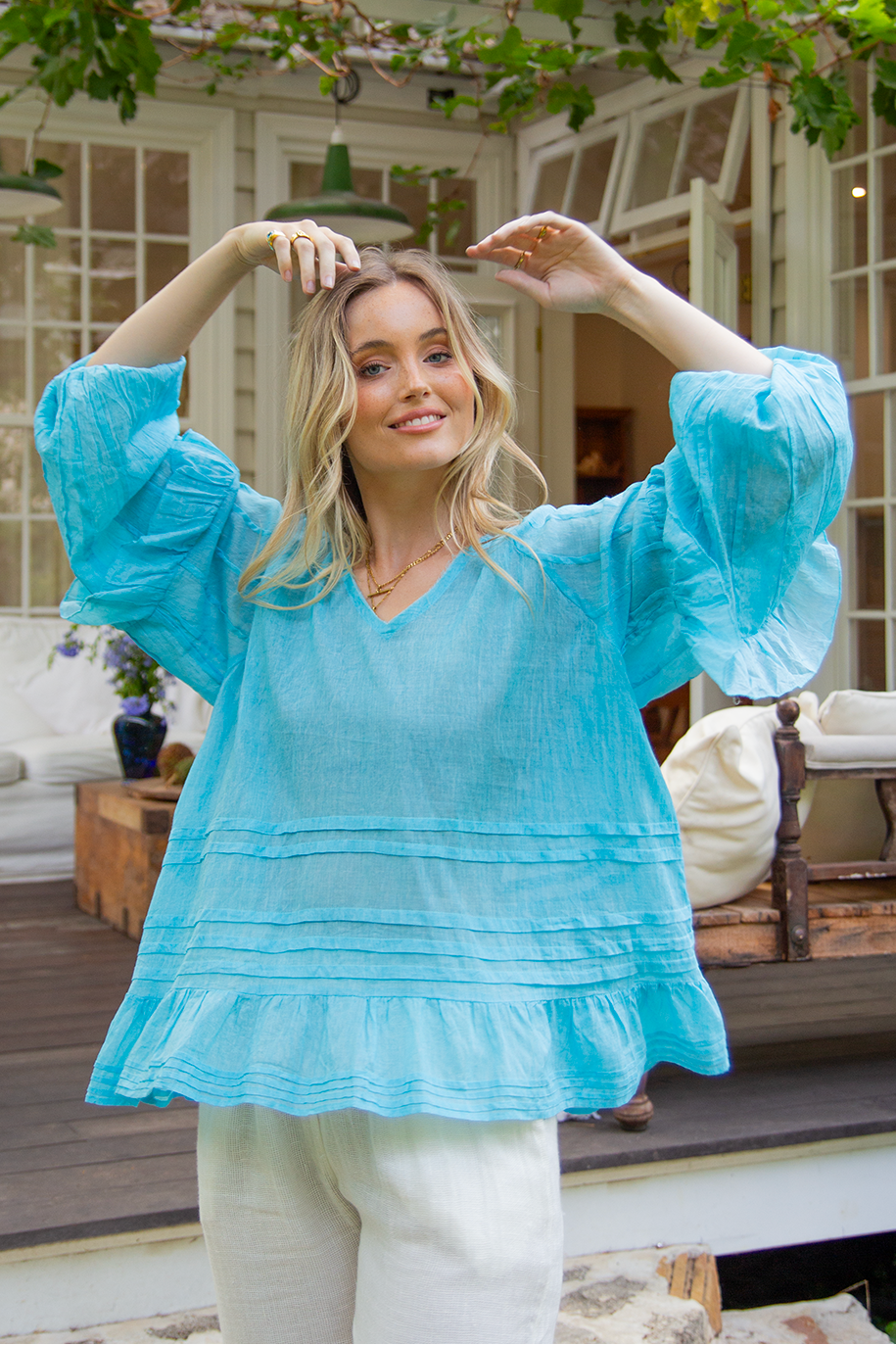 Scandi_Co Bree Blouse Blue Curacao