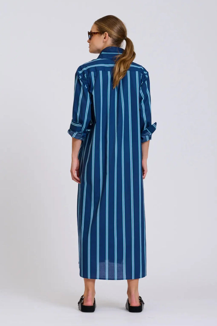 Shirty Luna Oversized Shirt Dress Navy Green Stripe