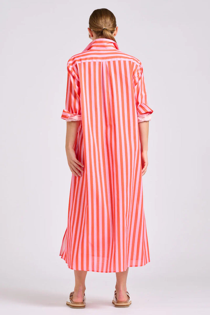 Shirty The Luna Dress Pink Papaya Stripe